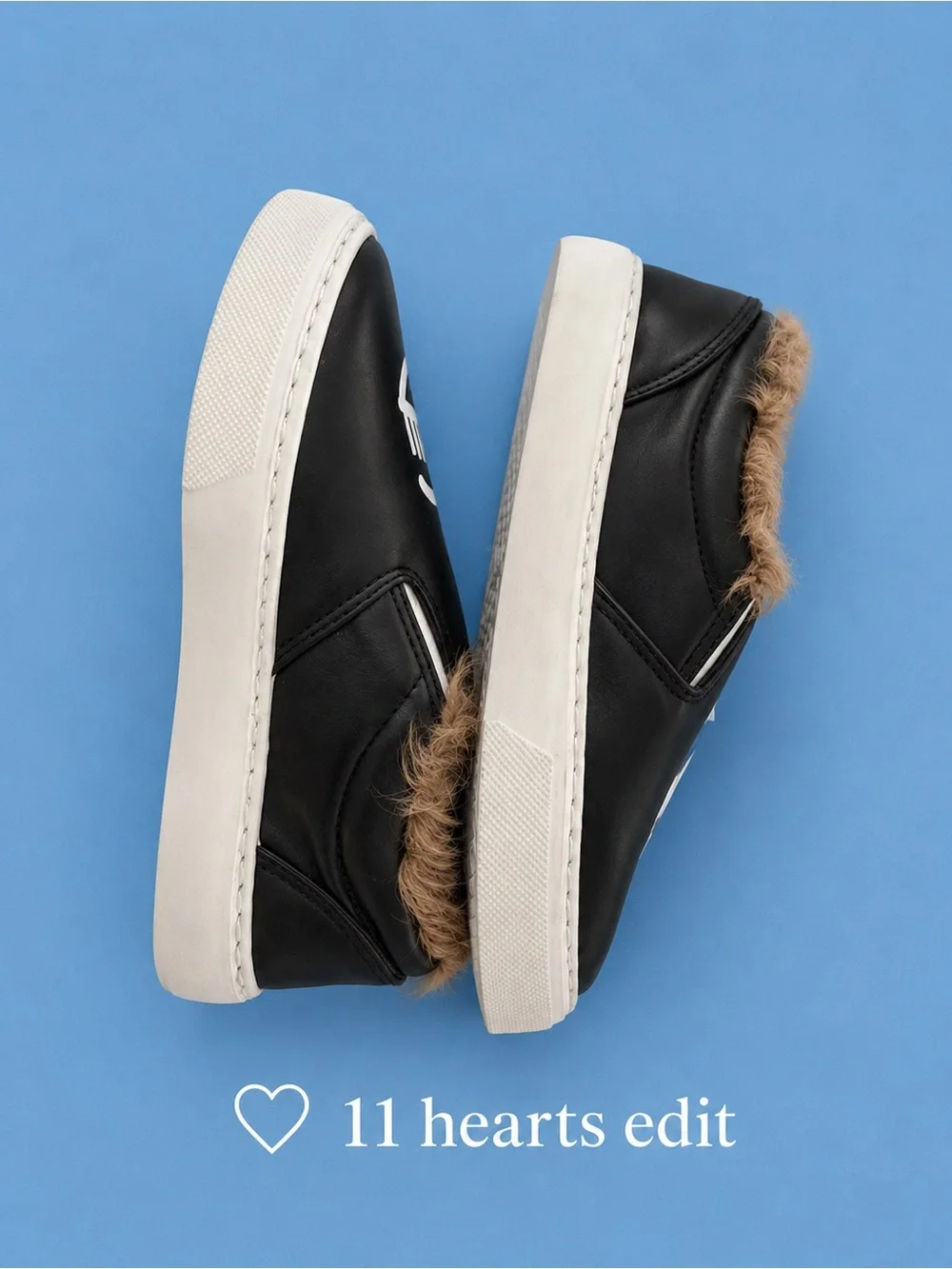 Chiara Ferragni Flirting Eye Fur-Lined Leather Slip-On Sneakers 38/7.5 - 8